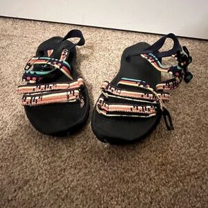Black Sport Sandals with Multicolor Straps